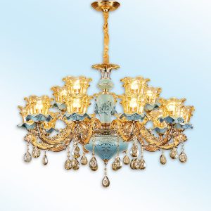 Đèn chùm tân cổ điển sang trọng, đèn chùm trang trí phòng khách  15 tay
