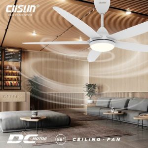 Quạt Trần 5 cánh Trắng, 5 cánh gỗ, 5 cánh đen Clisun - Có Đèn