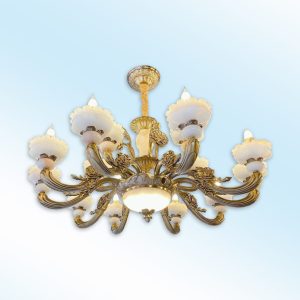 Đèn Chùm 15 Tay Nến Mạ Đồng 7070/15