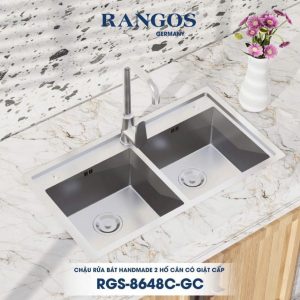 Chậu Rửa Bát Handmade 2 Hố Cân Có Giật Cấp RGS- 8648C