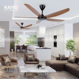 Quạt trần 5 cánh DC màu đen gỗ