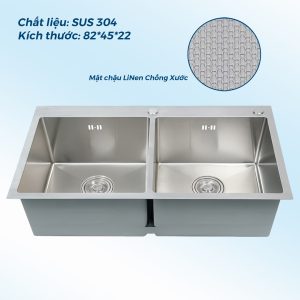 Chậu Rửa bát 2 Hố Cân Mặt Sần ITALY PA-8245VC