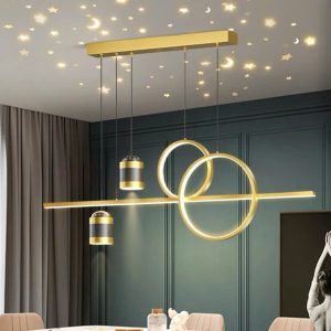 Đèn thả deco dài hình thân đà vàng led 3 màu