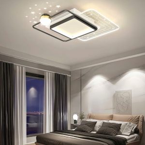 Đèn quạt ốp trần vuông led 3 màu đen CFL5813S-BK