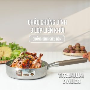 Chảo Inox chống dính 3 lớp đúc liền khối Kalpen Titanium Dauer Size 28cm
