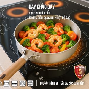 Chảo Inox chống dính 3 lớp đúc liền khối Kalpen Titanium Dauer Size 20cm