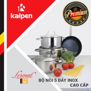 Bộ nồi Inox cao cấp 5 đáy Kalpen Lermat L2