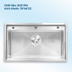 Chậu 1 hố 304 giật cấp ITALY PA-7848HĐ