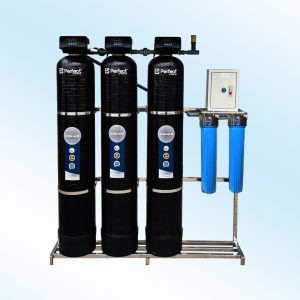 Bộ lọc nước tổng 3 cột composite sợi thủy tinh van tự động cao cấp, màu đen (model: PA03)